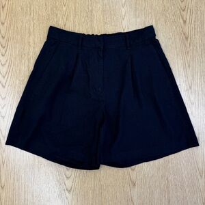Old Navy Linen Blend Black Women's Classic Pleated Trouser Shorts Size M